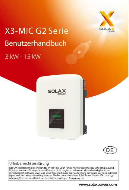 Handbuch SOLAX X3-MIC G2