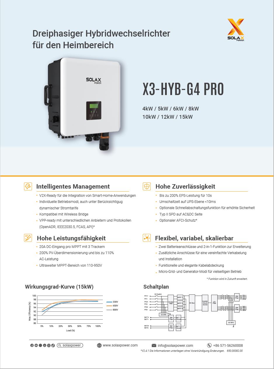 Datenblatt Solax X3-HYB-G4 PRO